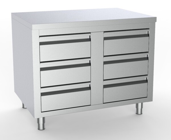 Combisteel Stainless Steel Worktable 6 Drawers, 1000x700mm