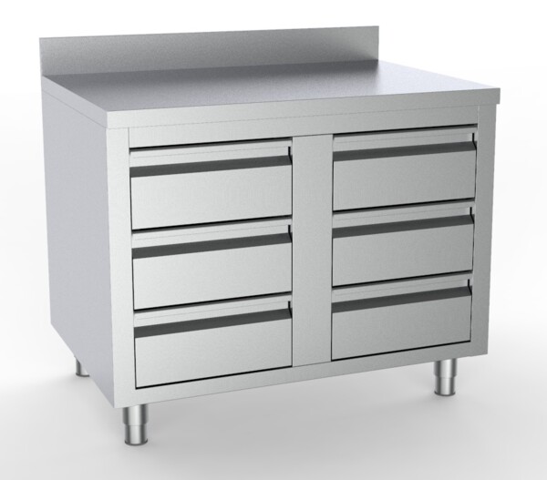 Combisteel Stainless Steel Worktable 6 Drawers 1000x700mm