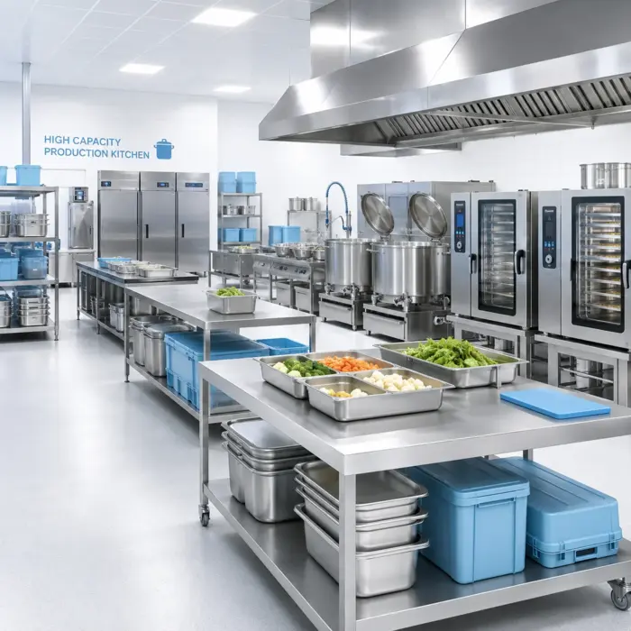 High-capacity production kitchen